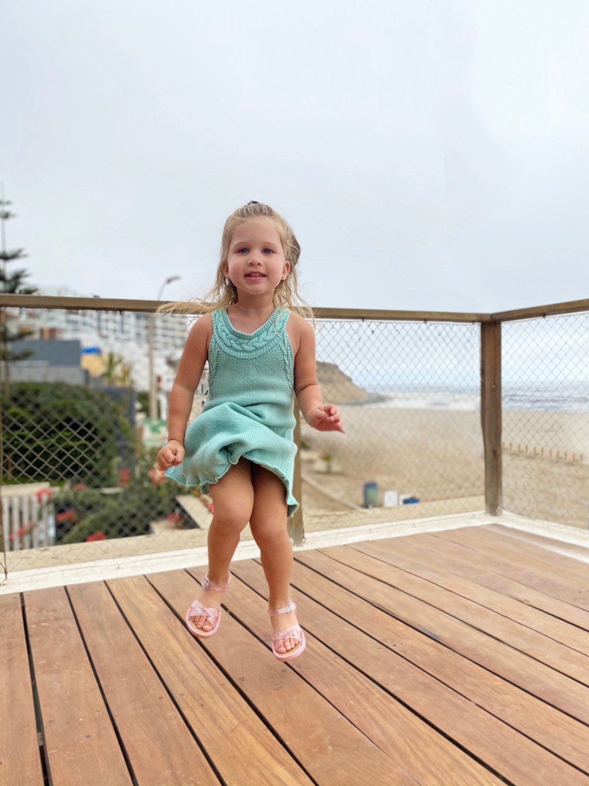 Vestido tejido para niña - Verde agua - Little Chicks